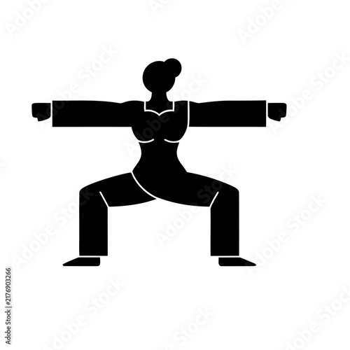 Woman in Warrior II Pose Silhouette
