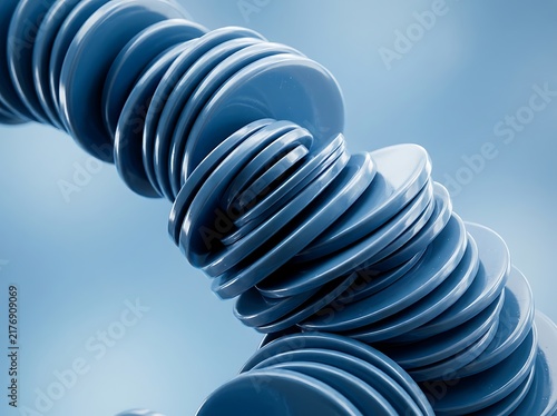 Futuristic Blue Glossy 3D Spiral Form Abstract Background