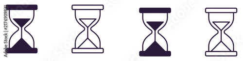 Canvas Print Hourglass timer icons featuring sand clocks for countdowns, deadlines, waiting p