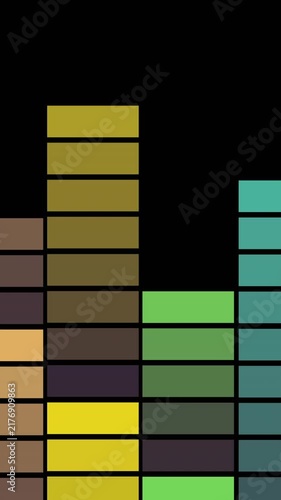 Animation of colourful columns on black background