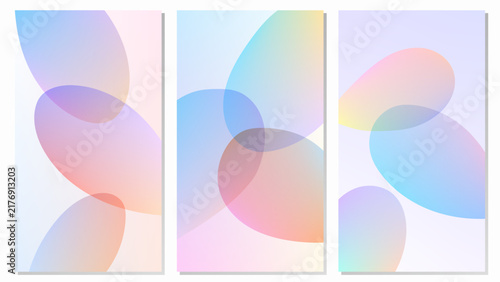 Set Abstract Background With Hand Drawn Organic Shapes Smooth and Modern Minimal Style Orange Blue Purple Pink Gradient Color Design Vector. Ideal for Social Media Posts, Website Banners, Presentation