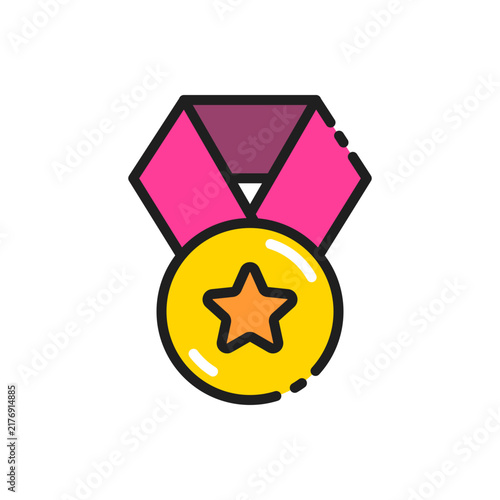 Gold medal award line icon