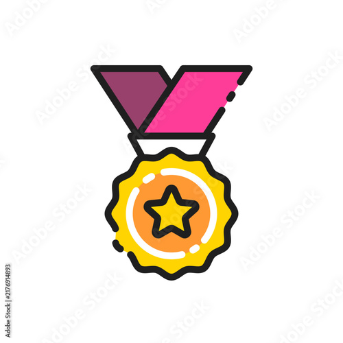 Bronze medal award line icon