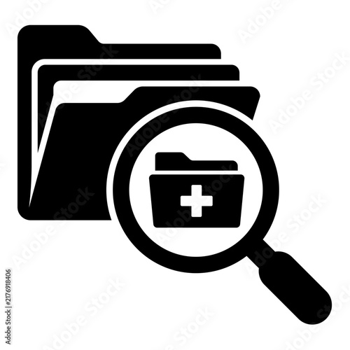 Search Medical Records Folder Magnifying Glass Icon