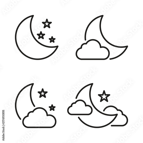 Cloud Moon star icon simple illustration icon line