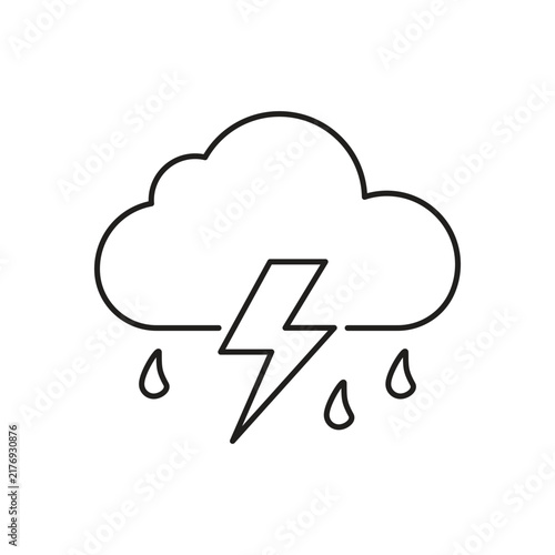 Lightning storm icon Line. Thunderstorm outline Icon Editable Stroke. Perfect for Websites.