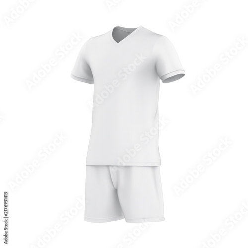 White professional football and soccer jersey and shorts uniform template mockup.