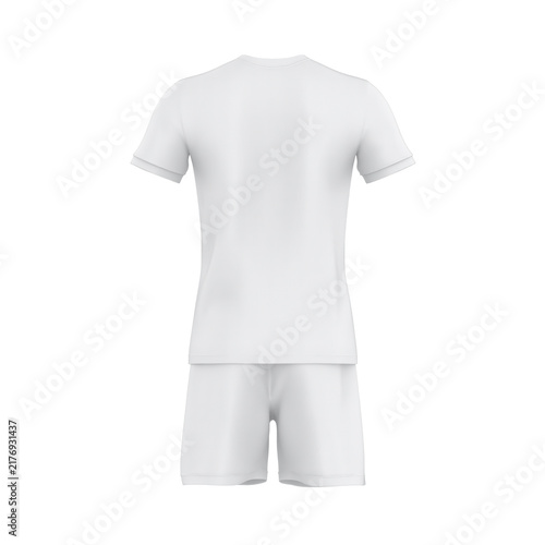 White professional football and soccer jersey and shorts uniform template mockup.