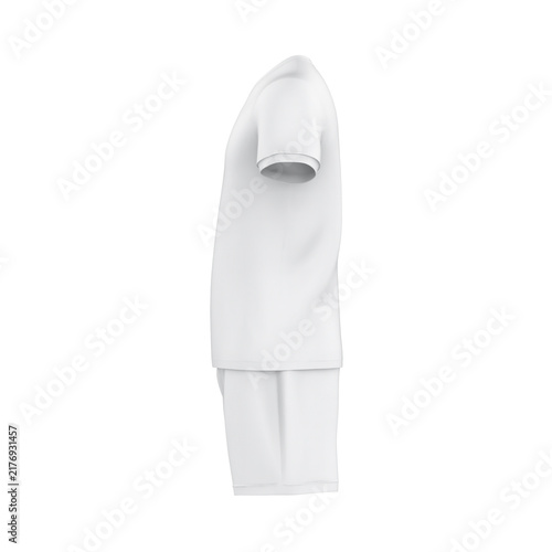 White professional football and soccer jersey and shorts uniform template mockup.