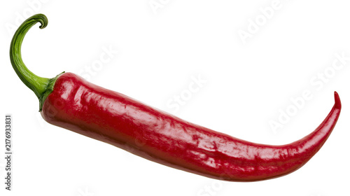 Cuadro en lienzo Fresh ripe red chili pepper with green stem