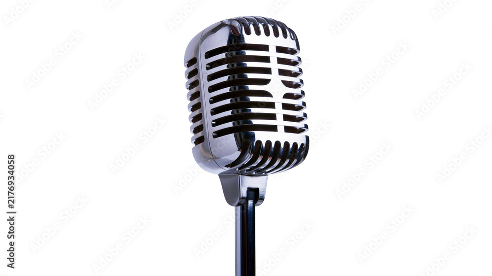 Fototapeta premium Vintage chrome retro microphone on a stand