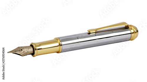 Konstfotografi Elegant silver and gold fountain pen with metallic finish and detailed nib