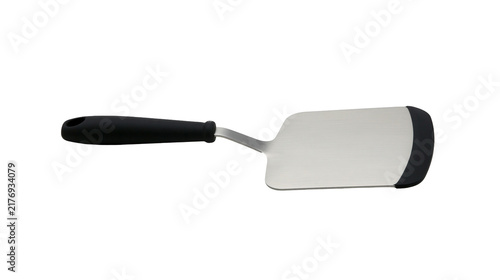 Konstfotografi Stainless steel kitchen spatula with black ergonomic handle