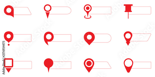 Location pin icon set for map marker, GPS navigation and address point buttons. Map location indicator symbols for mobile apps, website maps, tracking systems and interface UI design. eps 10