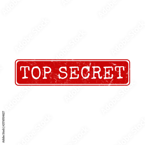 Canvastavla Red rectangular rubber stamp with the text top secret written in white bold lett