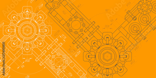 Technology blueprint .Engineering plan scheme .Mechanical Engineering drawing . Vector illustration .