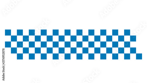 Blue and white checkered pattern strip border design on white background with graphic design checkered horizontal competition template illustration abstract isolated checkerboard