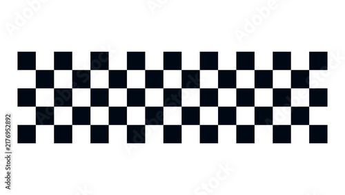 Black and white checkered pattern strip border design on white background with graphic design checkered horizontal competition template illustration abstract isolated checkerboard