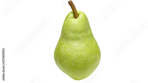 Obraz na plátně Fresh ripe green Bartlett pear with brown stem