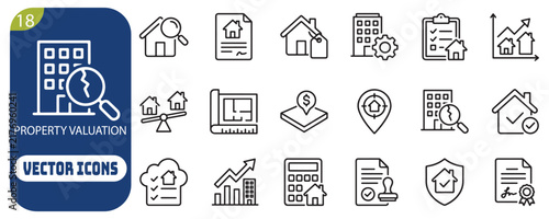 Property valuation vector icons for real estate business graphics.
