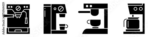 Coffee machine icon vector set. Espresso machine illustration sign collection. Coffee maker symbol. Automatic coffee machine logo or mark.