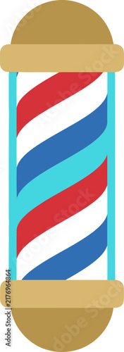 Classic Barber Pole Illustration - Red, White, Blue Stripes