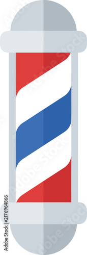 Classic Barber Pole Flat Icon - Vintage Hair Salon Symbol