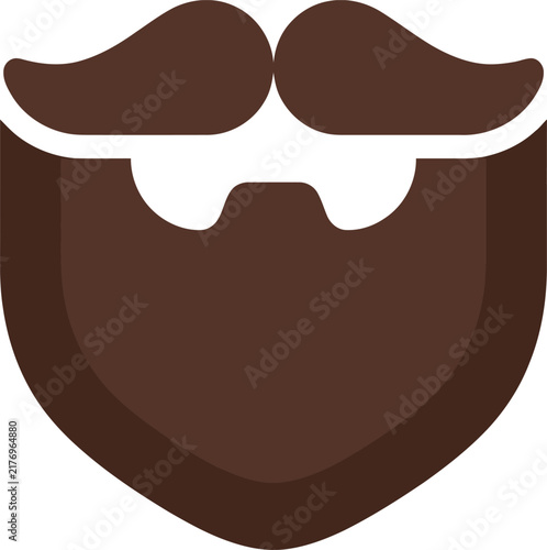 Brown Beard and Moustache Vector Icon - Gentleman Style