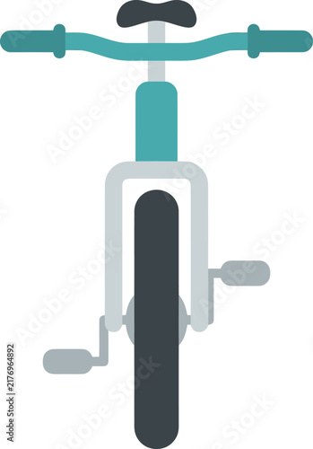 Front View of a Modern Teal Bicycle with Flat Design