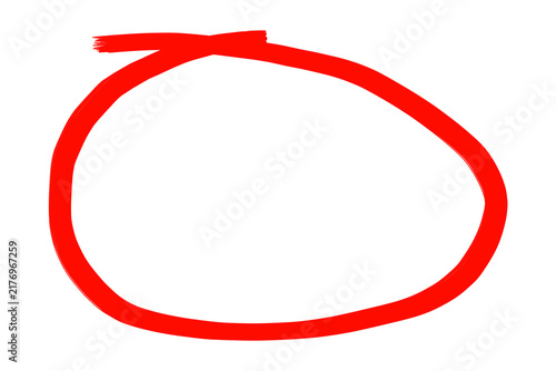 Red Brush Stroke Circle Highlight Vector Isolation on Transparent Background
