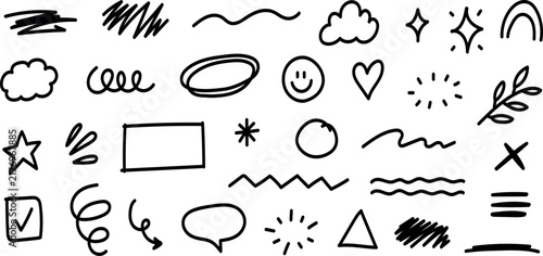 Hand Drawn Doodle Marks and Decorative Elements Vector Set