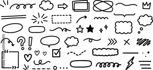 Hand Drawn Doodle Design Elements, Arrows and Symbols Vector Set