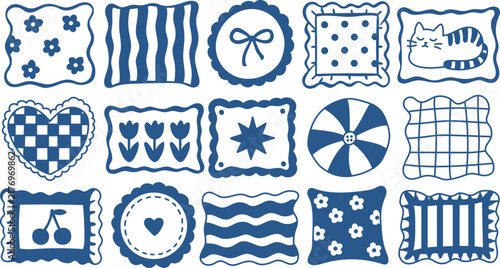 Hand Drawn Decorative Pillows and Cushions Vector Set