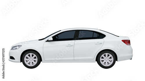 White modern sedan car side view