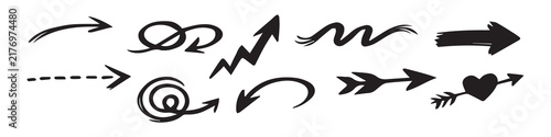 Artistic Marker Stroke and Pen Doodle Arrows with Rough Grunge Background