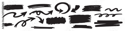 Grunge Doodle Arrow and Brush Stroke Texture for Artistic Backgrounds