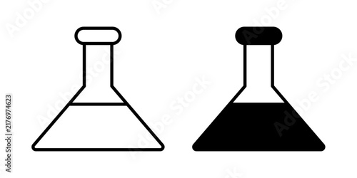 Foto Flask Icon represents laboratory experiments, chemistry, scientific research, testing, solutions, and analytical studies