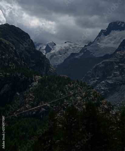 View near Hermetji above Zermatt in Pennine Alps in Switzerland