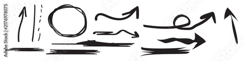 Decorative Hand‑Drawn Arrow and Brush Stroke Vector Elements for Layout Design