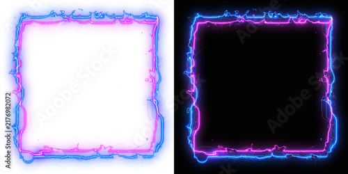 Electric power discharge frame square border effect background.