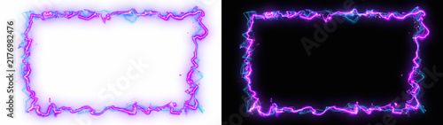 Electric power discharge frame square border effect background.