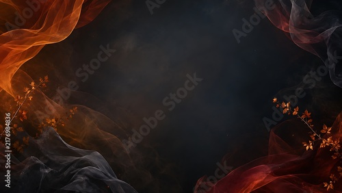 Abstract autumn leaves on dark background