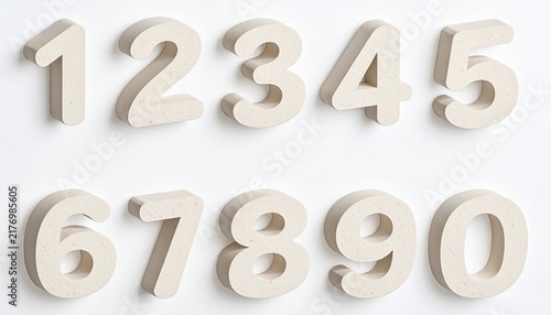砂のような0から9までの3D数字セット