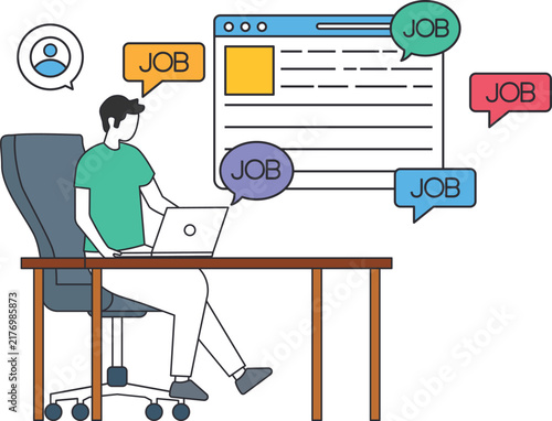 Bild auf Leinwand Job seeker searching online for career opportunity
