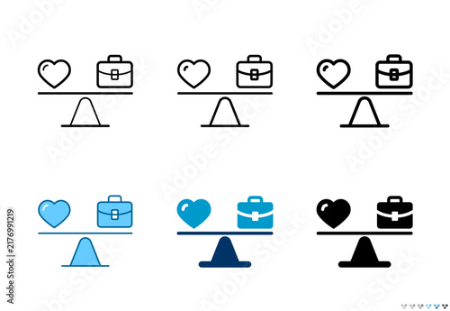 Work life balance icons in outline and solid styles, Editable stroke.