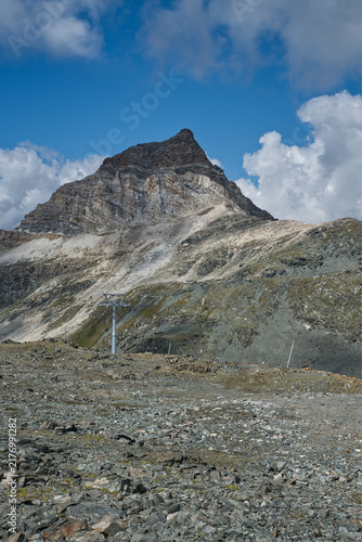 Gran Sometta mountain peak from Colle Superiroe delle Cime Bianche in Pennine Alps in Italy