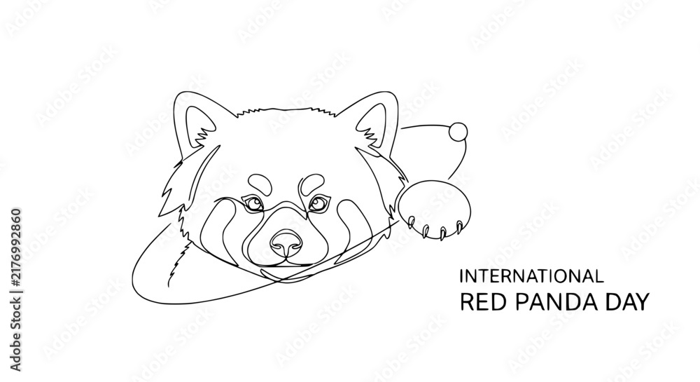 Fototapeta premium Red Panda Line Art Isolated Transparent Background International Day Celebration