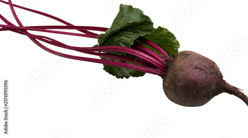 Foto Fresh raw whole beetroot with vibrant purple stems and green leaves