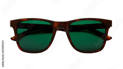 Fotografie Tortoiseshell frame sunglasses with dark green tinted lenses