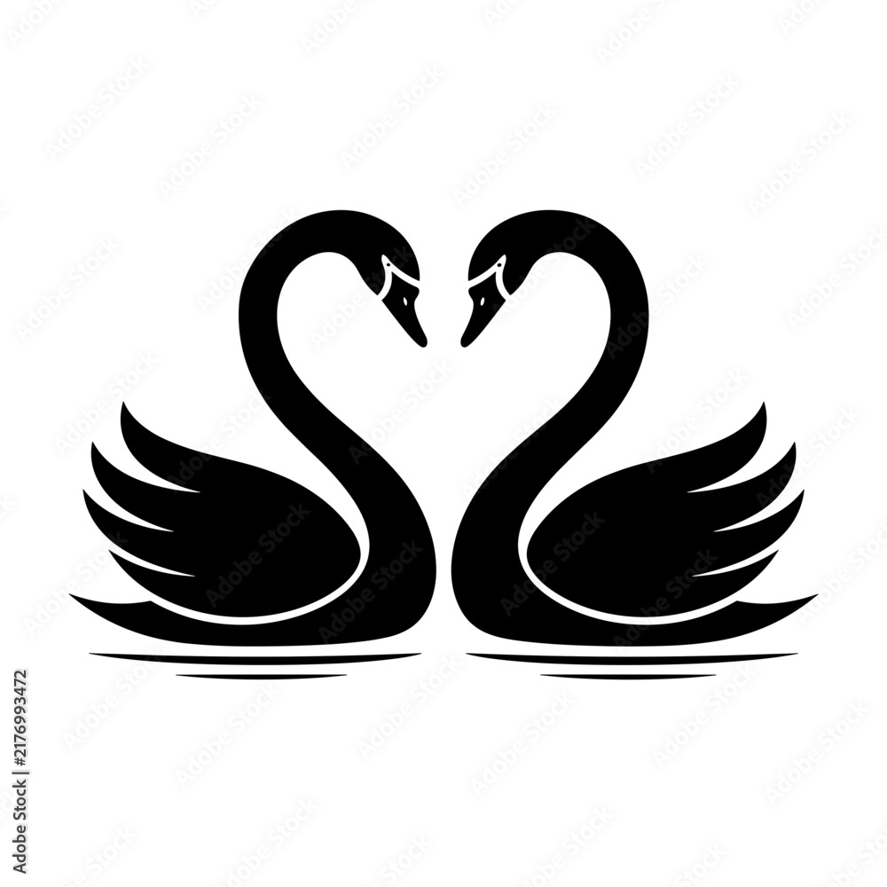 Obraz premium Swans forming in a heart icon